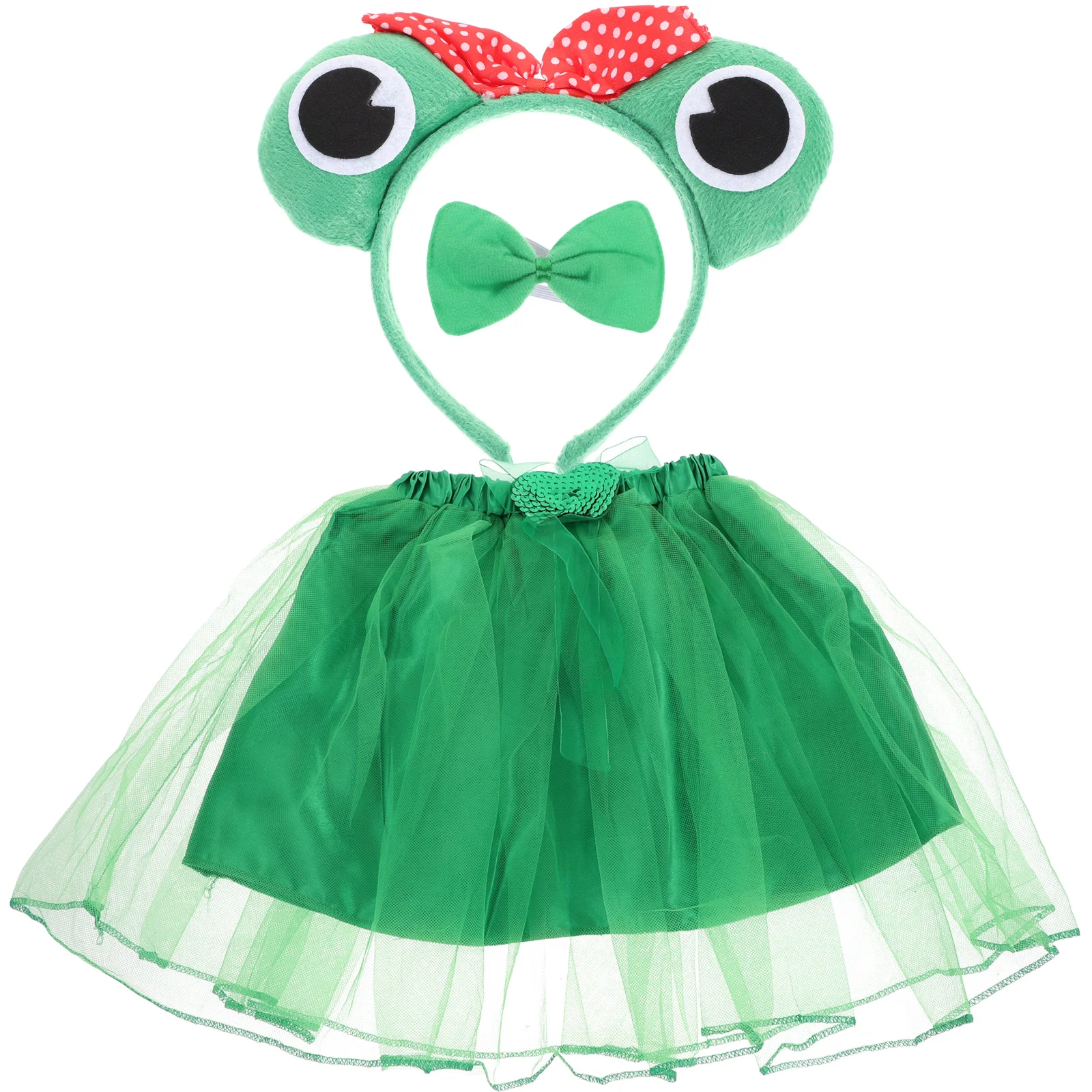 

3PCS Prince Model Costumes Headband Tutu Skirt Set Angle Girls Fairy Dress Outfit(Green)
