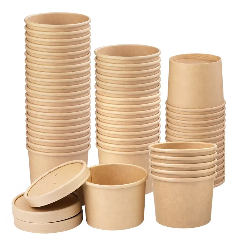 

12 OZ Paper Soup Cups,Disposable Paper Food Containers with Vented Lid,for Hot Soup,Ice Cream,Dessert