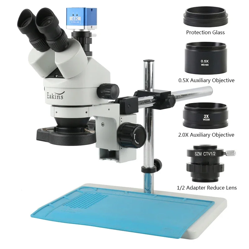 Цифровая USB-камера 24MP 4K HDMI 3.5X 7X 45X 90X парафокальный Тринокулярный Стерео микроскоп