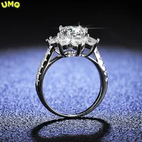 Luxury 2ct Moissanite Ring Round Brilliant Cut Diamond Test Passed Moissanite Diamond Sunflower Rings for Women Wedding Ring