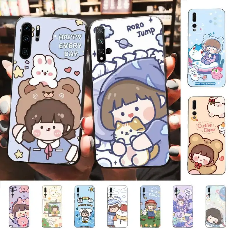 

YNDFCNB Cartoon Girl Phone Case for Huawei P30 40 20 10 8 9 lite pro plus Psmart2019