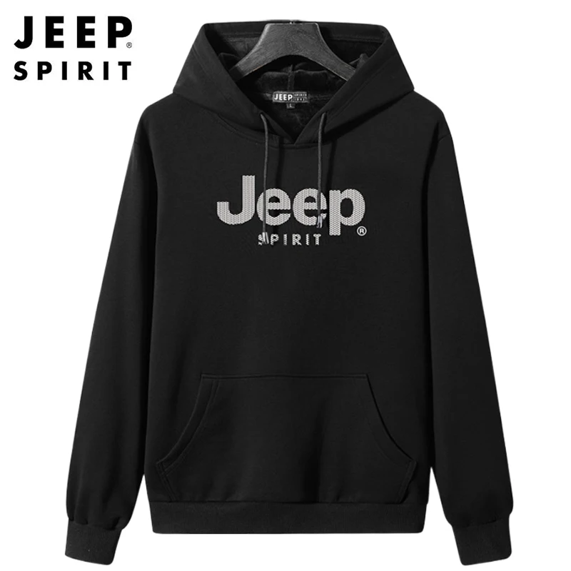 

JEEP SPIRIT men fleece and thick cotton keep warm hoodie sweater loose casual fashion streetwear high quality clothes