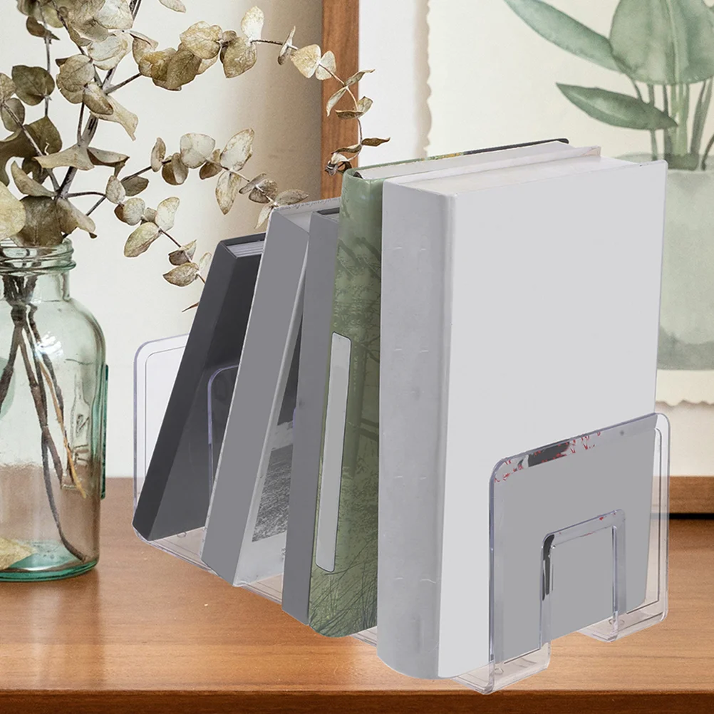 

2Pcs Clear Bookend File Storage Stand Simple Style Book Shelf Convenient Transparent Books End