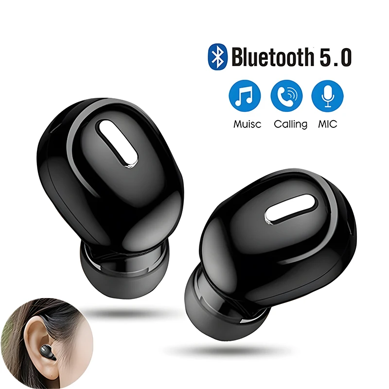 Фото Новые беспроводные наушники Bluetooth 5,0, наушники-вкладыши с микрофоном, спортивные водонепроницаемые TWS наушники, Bluetooth гарнитура №1