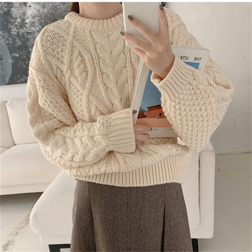 

HziriP Apricot Women Outwear Jumpers New Fashion Slim 2022 Knitted Chic Gentle Loose All Match Pullovers Normcore Sweaters