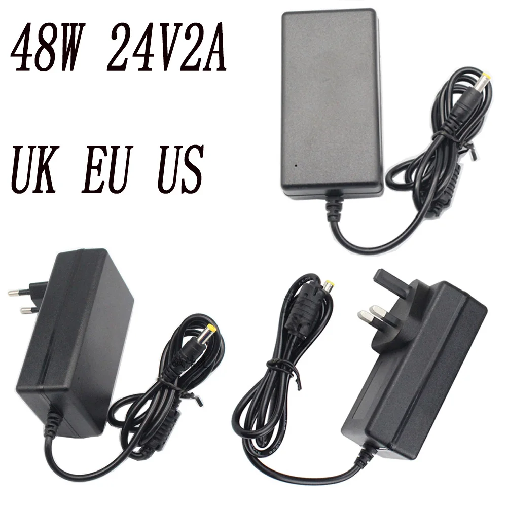 Conversor Adaptador dc 24v 2a 2000ma Fonte de Alimentação Eua ue Ukplug Dc5.5 2.5 mm Alta Qualidade Peças 24v2a ac 100v240v