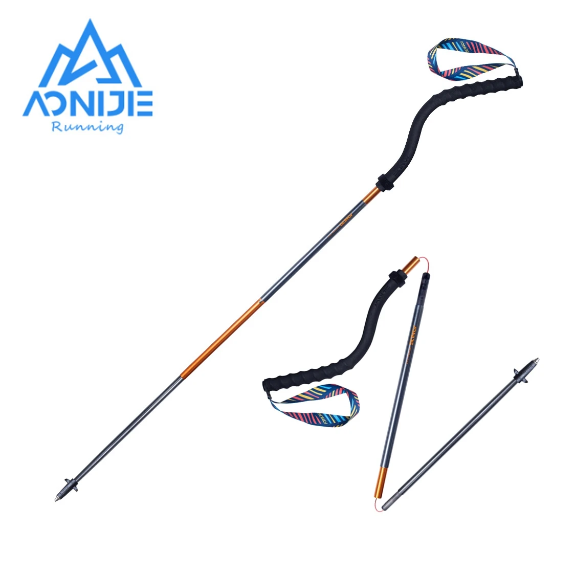 

AONIJIE New S-Shaped Curved Handle Folding Trekking Poles Ultralight Bend Design Walking Stick for Camping Mountaineering Hiking