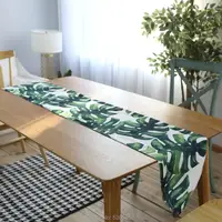 Decorative Modern Fancy Cotton Table Cloth Runner And Placemat Waterproof Green Monstera Tablerunner Nordic For Dining Room