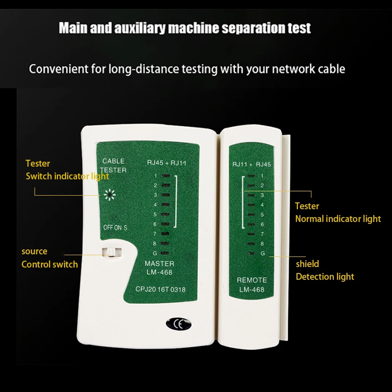 Тестер сетевого кабеля RJ45 RJ11 Cat5 Cat6 UTP LAN Кабельный тестер инструмент для