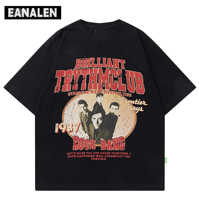 

Футболка мужская оверсайз с коротким рукавом, забавный портретный Графический Топ в стиле ретро, уличная одежда в стиле хип-хоп/Рок/панк, в с...