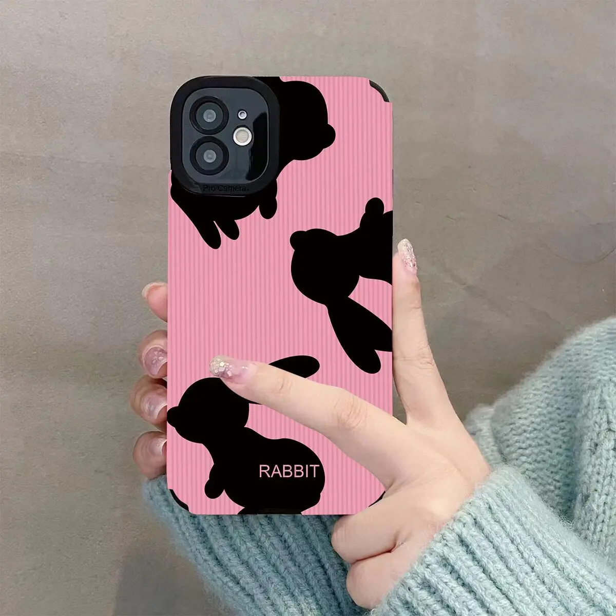 

DMAWMJ Pink phone case for iphone 11 14 plus 13 pro max 12 Cute cartoon rabbit tpu cover for iphone xr xs max x 7 8 plus se2020