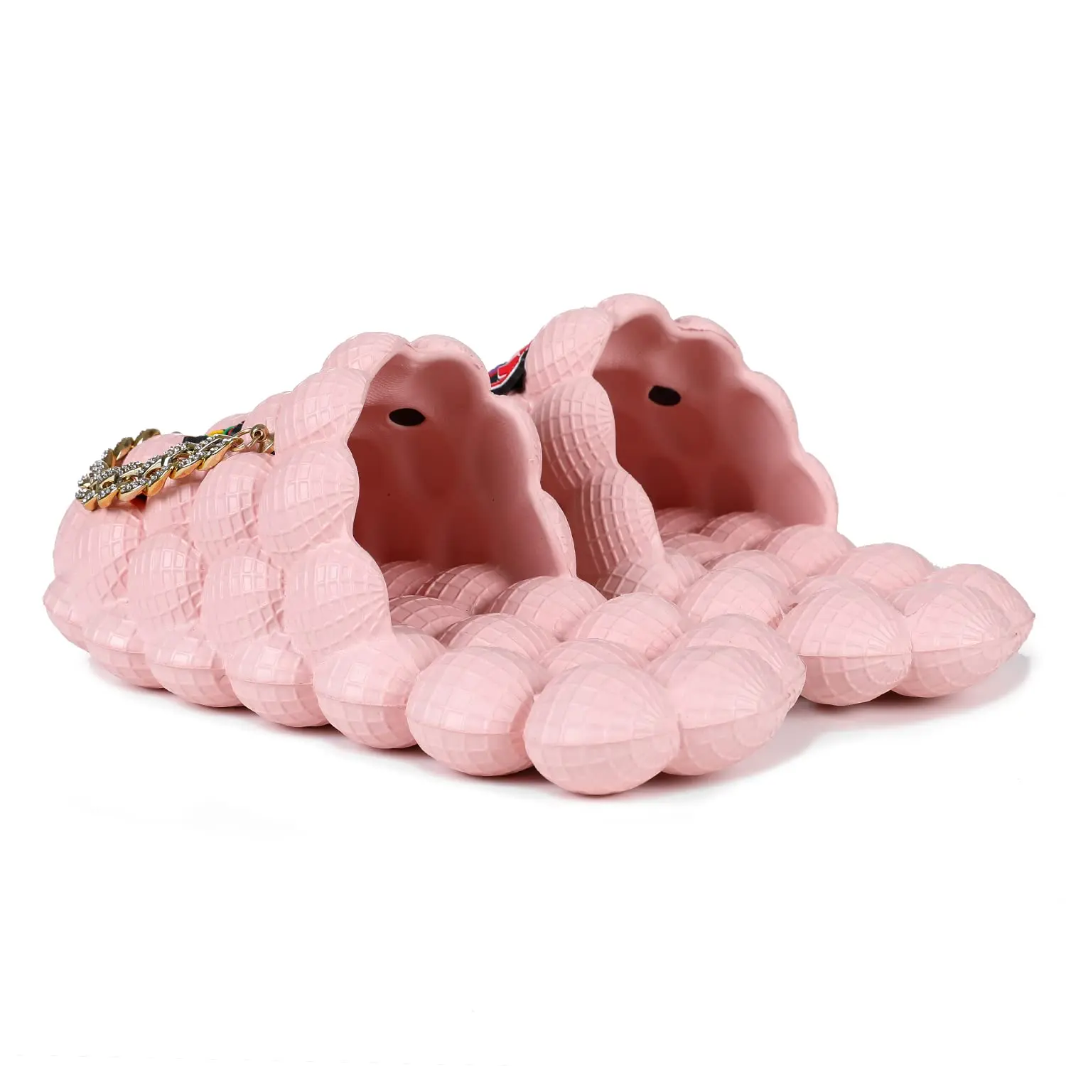 Pink Bubble Slides for Women Men Fashion Chain Bubble House Slippers Summer EVA Flip Flops Beach Slides Shoes Gift for Friends