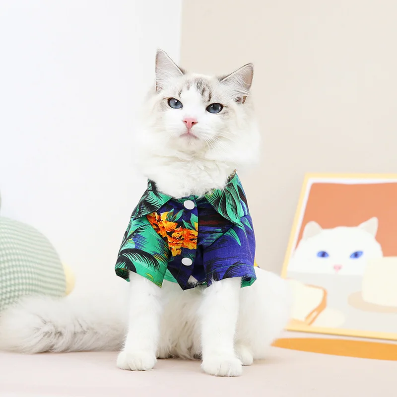 

Pet Cat Dog Hawaiian Shirt Beach Style Kitten Clothes Persian Cat Burmese Cat Spring/summer Clothing