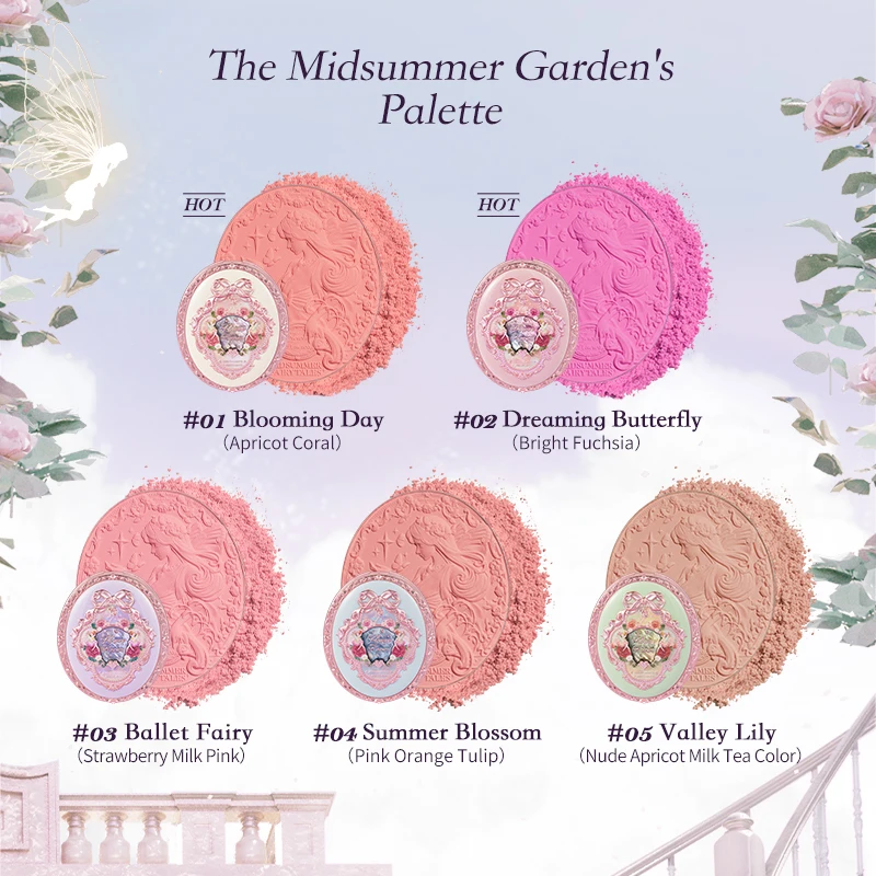 Коллекция вельветовых тисненых румян с изображением сказочных персонажей Flower