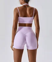 High Waist Yoga Sets Women Gym Clothing Fitness Female Sports Outfits Two Pieces Set Shockproof & Hip Push Up Shorts Sportswear 2