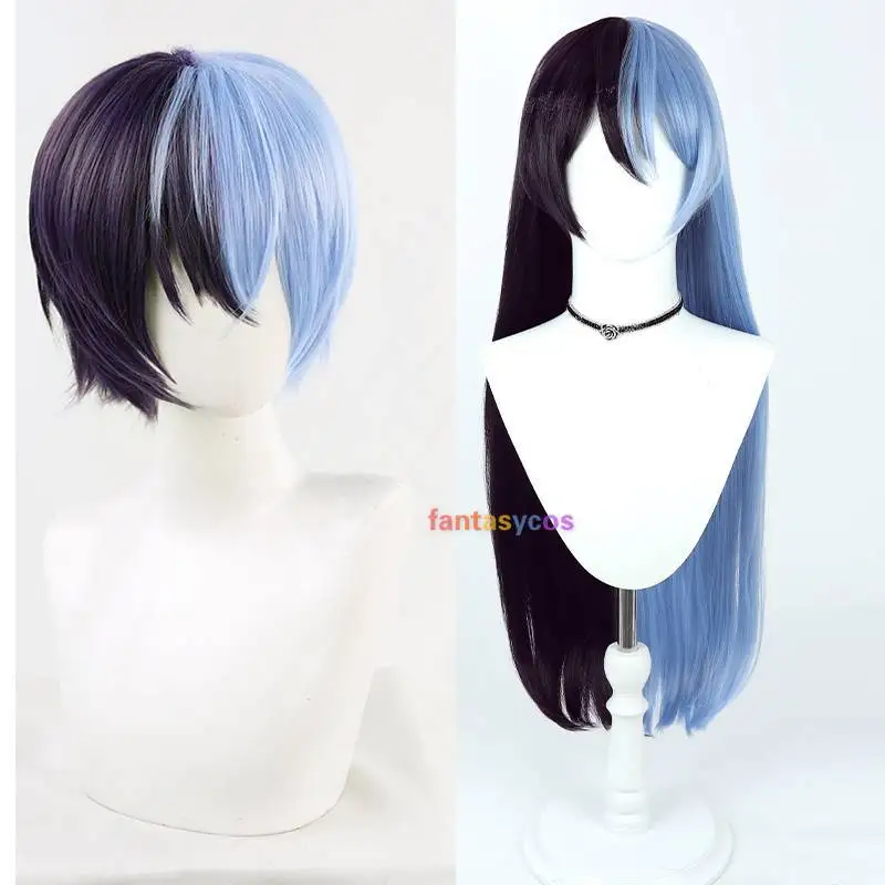 Aoyagi Toya Wig аниме Project SEKAI цветная сцена! Длинные прямые Голубые смешанные волосы для