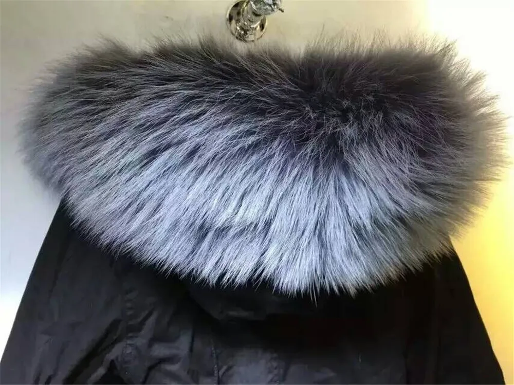 Женское зимнее пальто с большим воротником из меха енота | Женская одежда