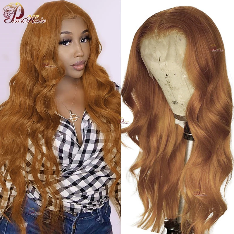 Ginger Blonde Lace Front Human Hair Wigs Remy Body Wave 13X4/13X1 Lace Frontal Wig Preplucked Brazilian Blonde Brown Lace Wigs