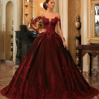 2022 dark red quinceanera dresses ball gown lace mexican appliques princess masquerade sweet 16 prom dress 15 year old
