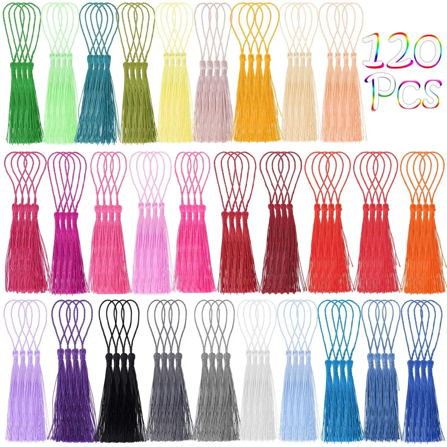 

120Pcs Bookmark Tassels Silky Handmade Soft Craft Mini Tassels with Loops for Bookmarks Crafts and Jewelry Making