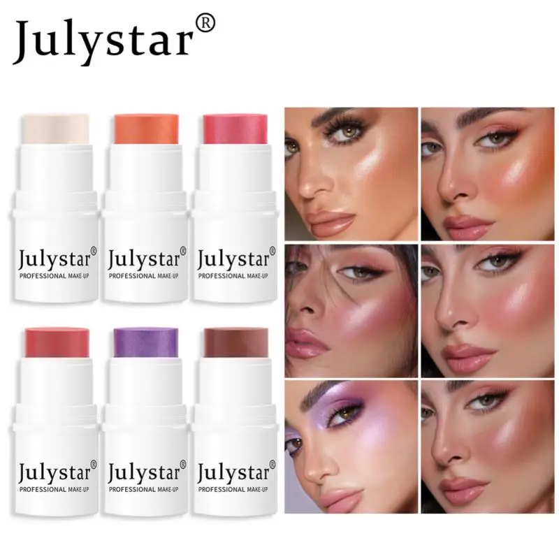 

6 Color Blush Stick Lazy High Light Repairing Pearl Cream Monochrome Natural Long-lasting Waterproof Blush Makeup Women Cosmetic