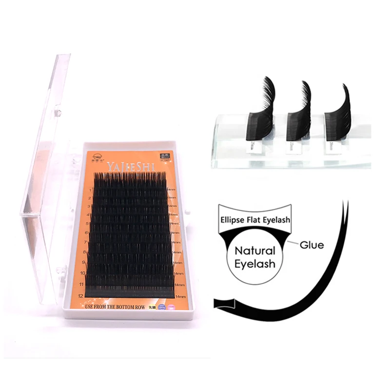

Free Shipping New All Styles Flat Ellipse Eyelashes Extensions Split Tips Ellipse Shaped Natural Light False Ellipse Eyelashes