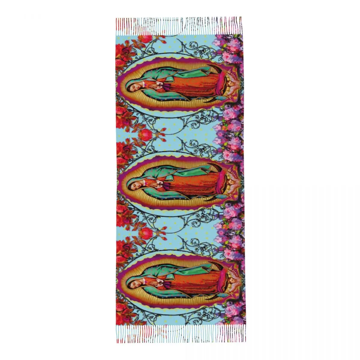 Женский Длинный шарф из пашмины католический с кисточкой Осень-зима