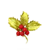 vintage brooches for women enamel leaves red fruit office party brooch pin jewelry accessories gifts