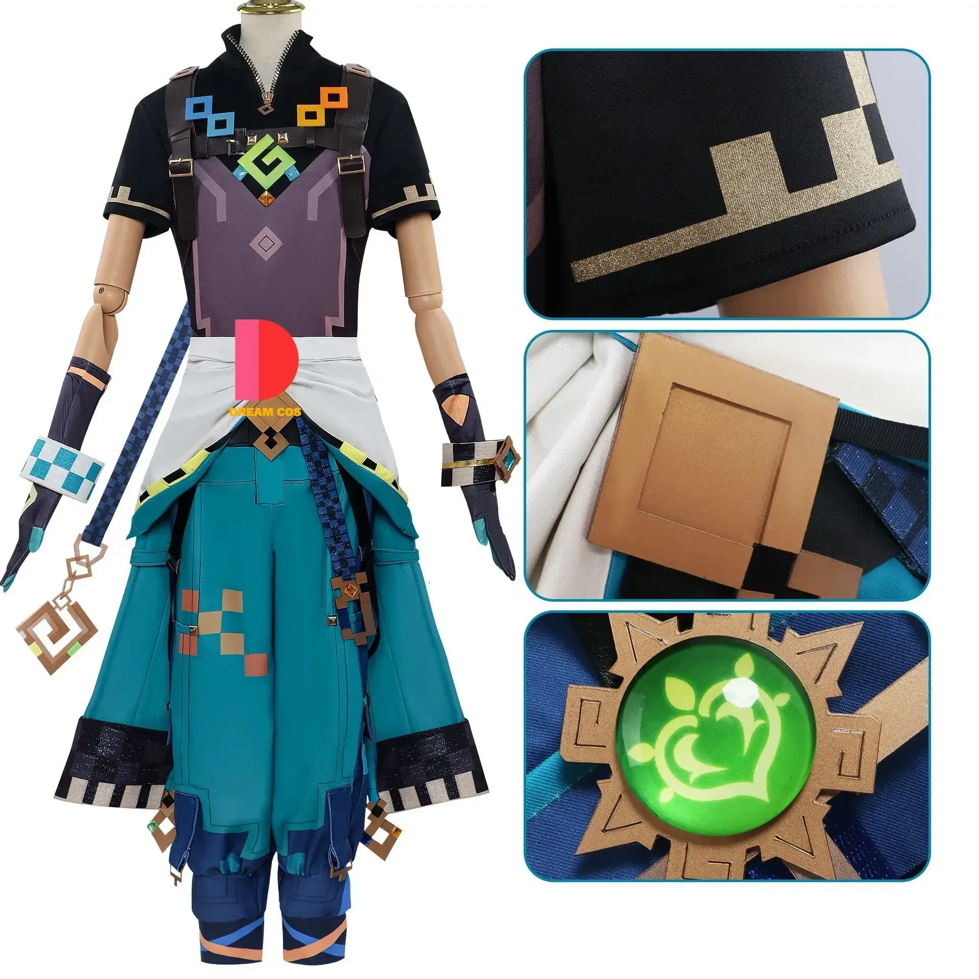 Genshin Impact Kinich парик косплей костюм пожарная охота униформа серьги Huitztlan Natlan