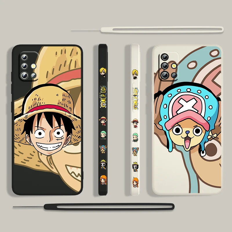 

One Piece Anime Logo For Samsung Galaxy A73 A53 A33 A52 A32 A22 A71 A51 A21S A03S A50 4G 5G Liquid Left Rope Phone Case Fundas