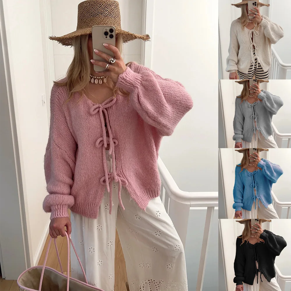 Зимний топ с длинными рукавами вязаный свитер женский большого размера розовые