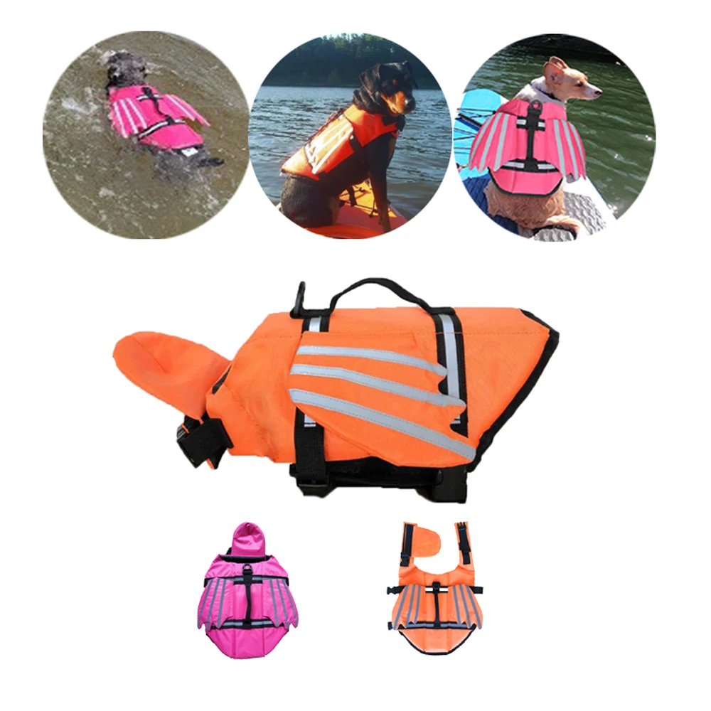

Dog Life Jacket Safety Vest With Wings Adjustable Preserver Rescue Handle Pets Dogs Flotation Lifesaver Ripstop Swimming Vest