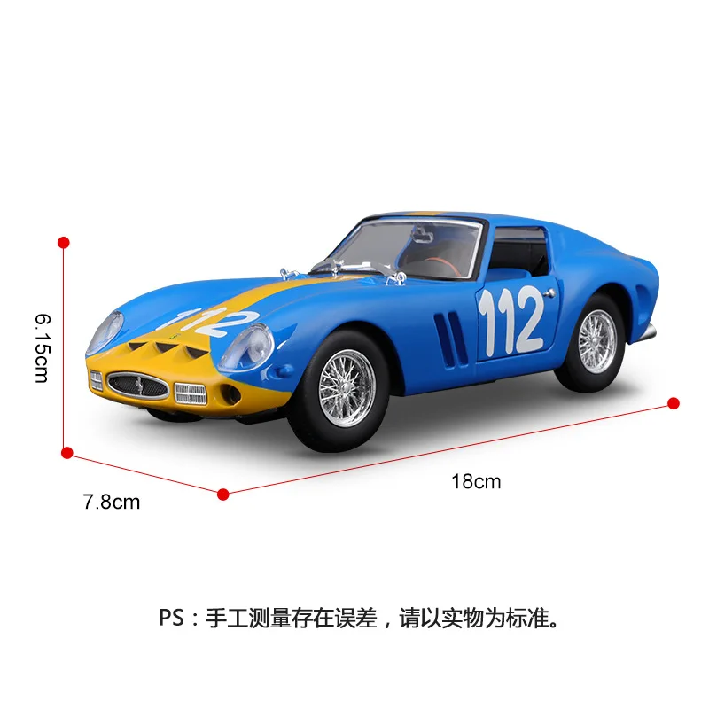 Bburago Ferrari 250 Gto Масштаб 1:24 Литая Под Давлением Модель Автомобиля Fxx K