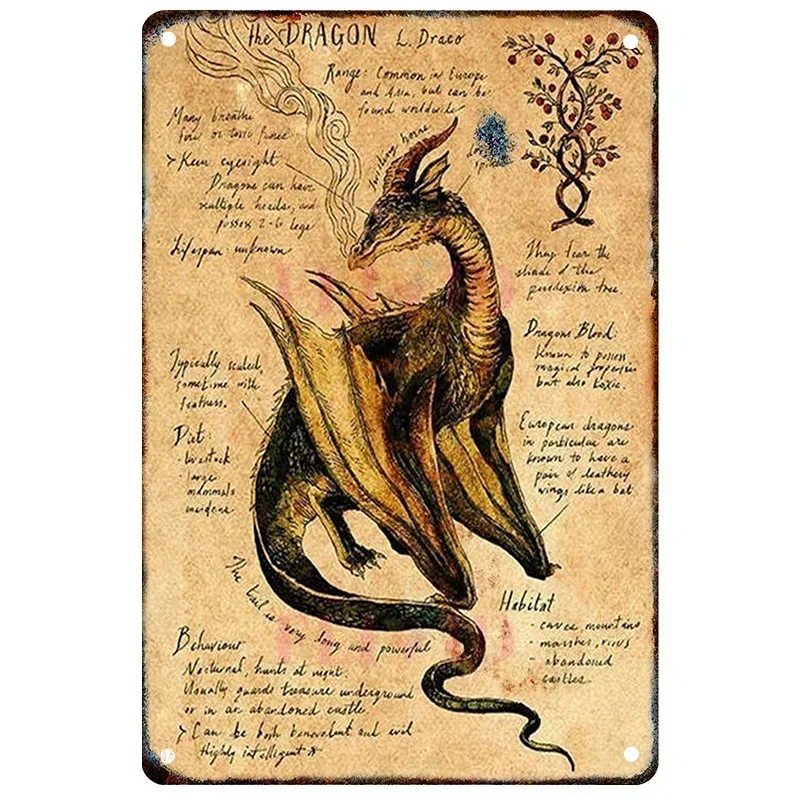 Винтажная Металлическая Вывеска В Форме Животного-единорог Дракон Dementor
