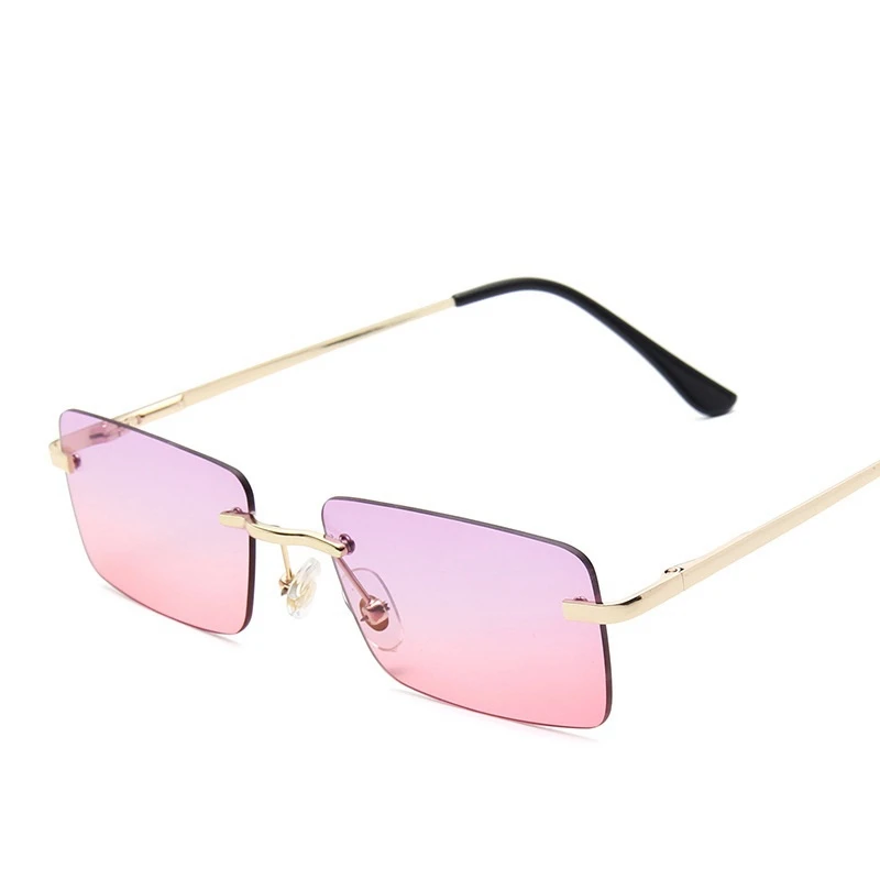 

Fashion Rectangle Rimless Sunglasses Women Unisex Retro Glasses Eyeglasses Streetwear Accessories