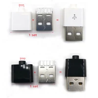 5 sets diy usb 2 0 connector plug a type male assembly adapter socket solder type black white plastic shell for data connection