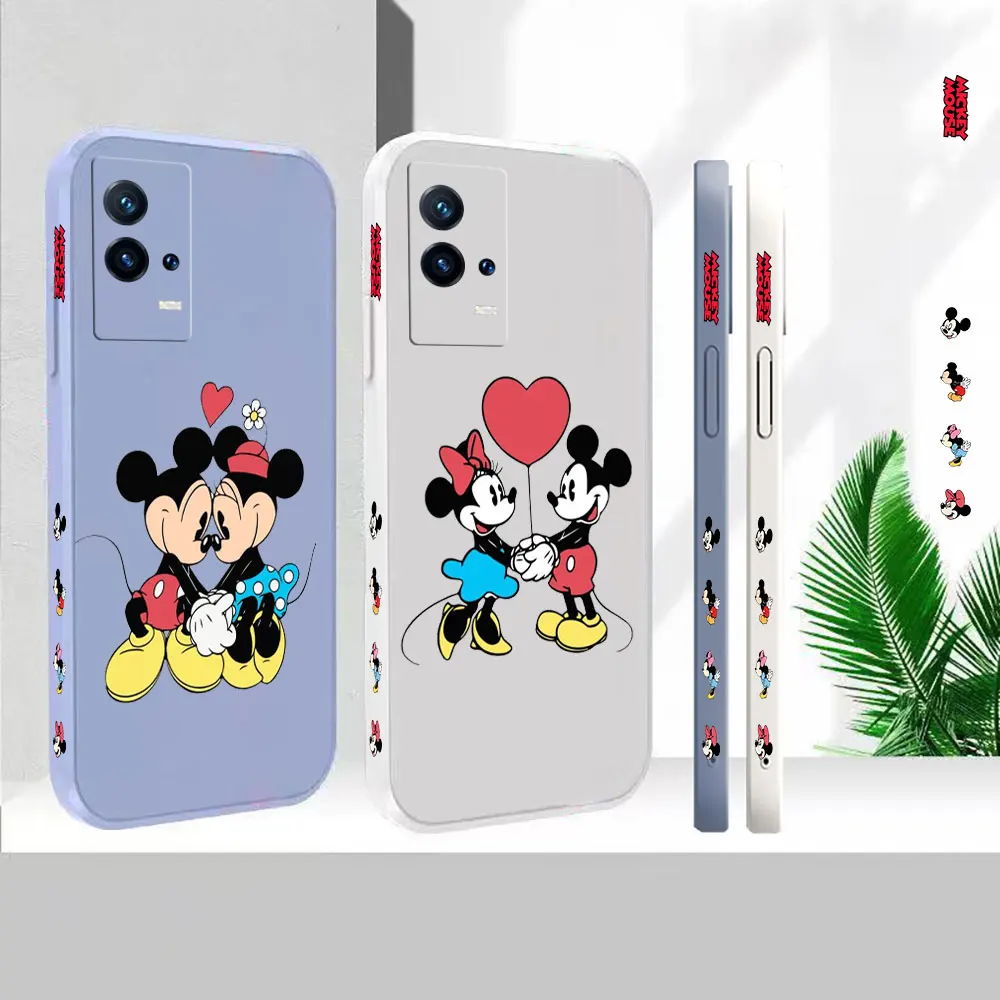 

Liquid Silicone Phone Case For VIVO IQOO 11 10 9 8 7 5 Z7 Z6 Z5 Z3 Neo 7 6 5 5S 3 Colour Mickey Minnie Mouse Couple Cover Funda