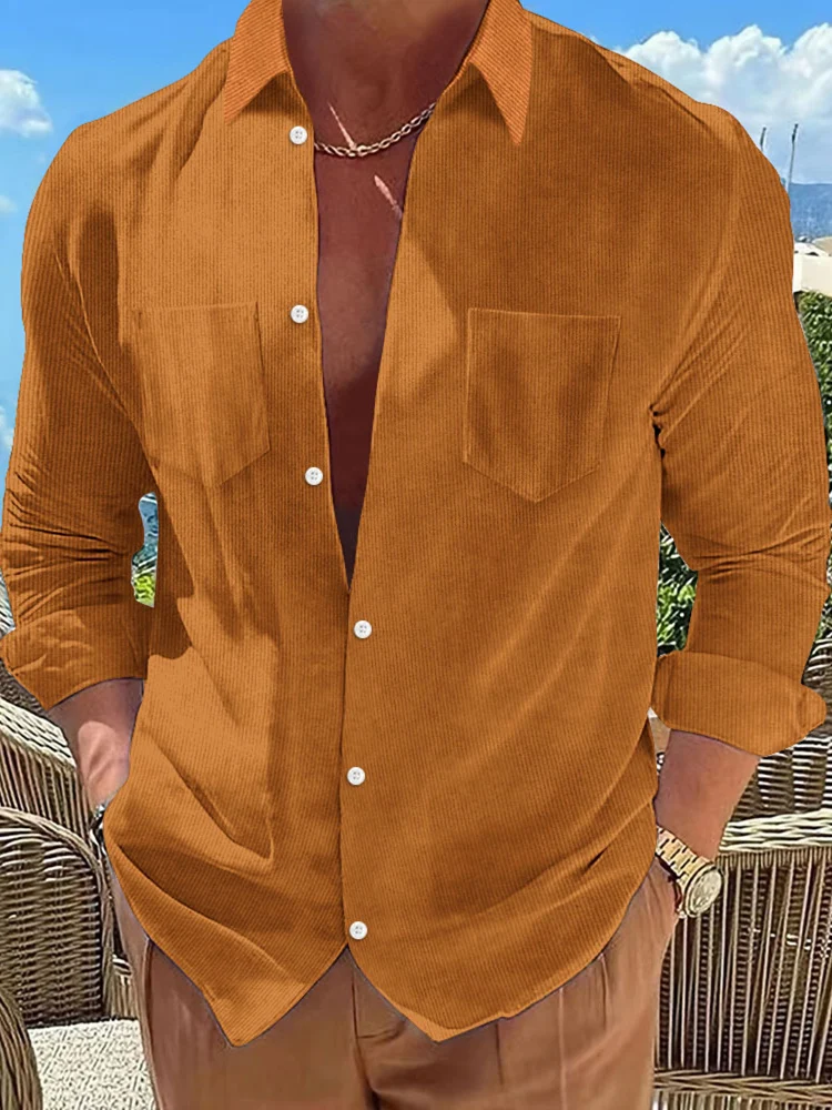 

Мужская Вельветовая рубашка с длинным рукавом, Повседневная рабочая одежда из хлопка, рубашки с пуговицами для мужчин