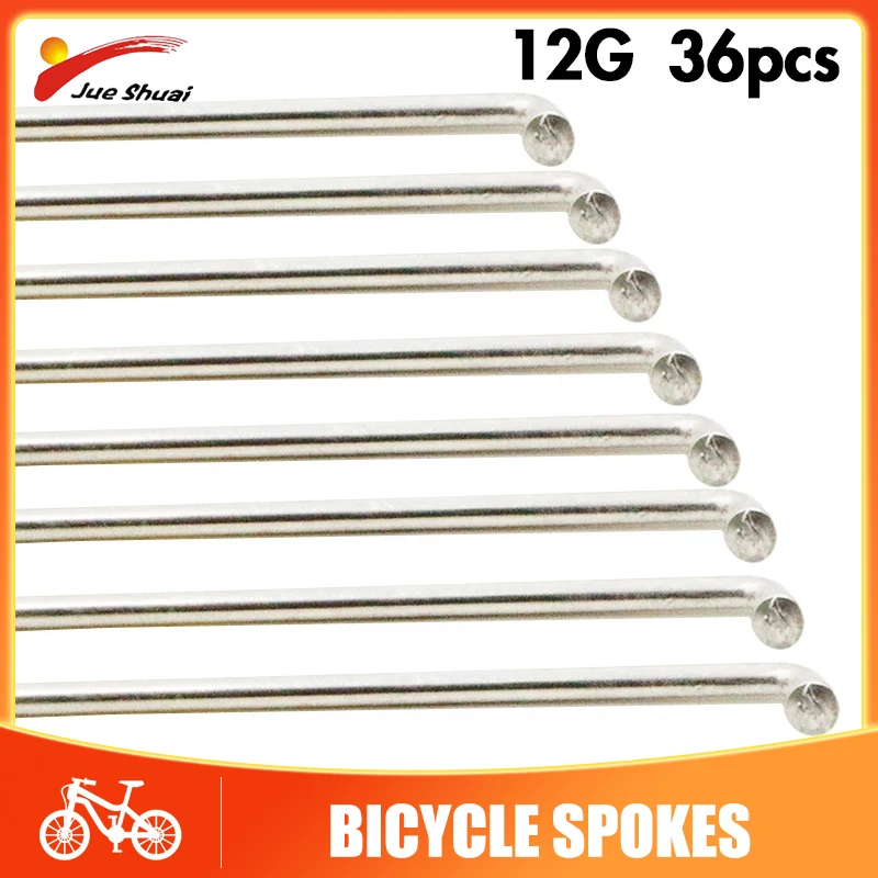 

36 pcs Bicycle Spokes for Motor Wheel 12G/K Bike Spokes with Nipples "J" Bend e Bike Silver Steel Wheel spoke for MTB Road Bike