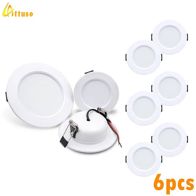 6 шт. встроенный круглый потолочный светильник 5 Вт 9 12 15 18