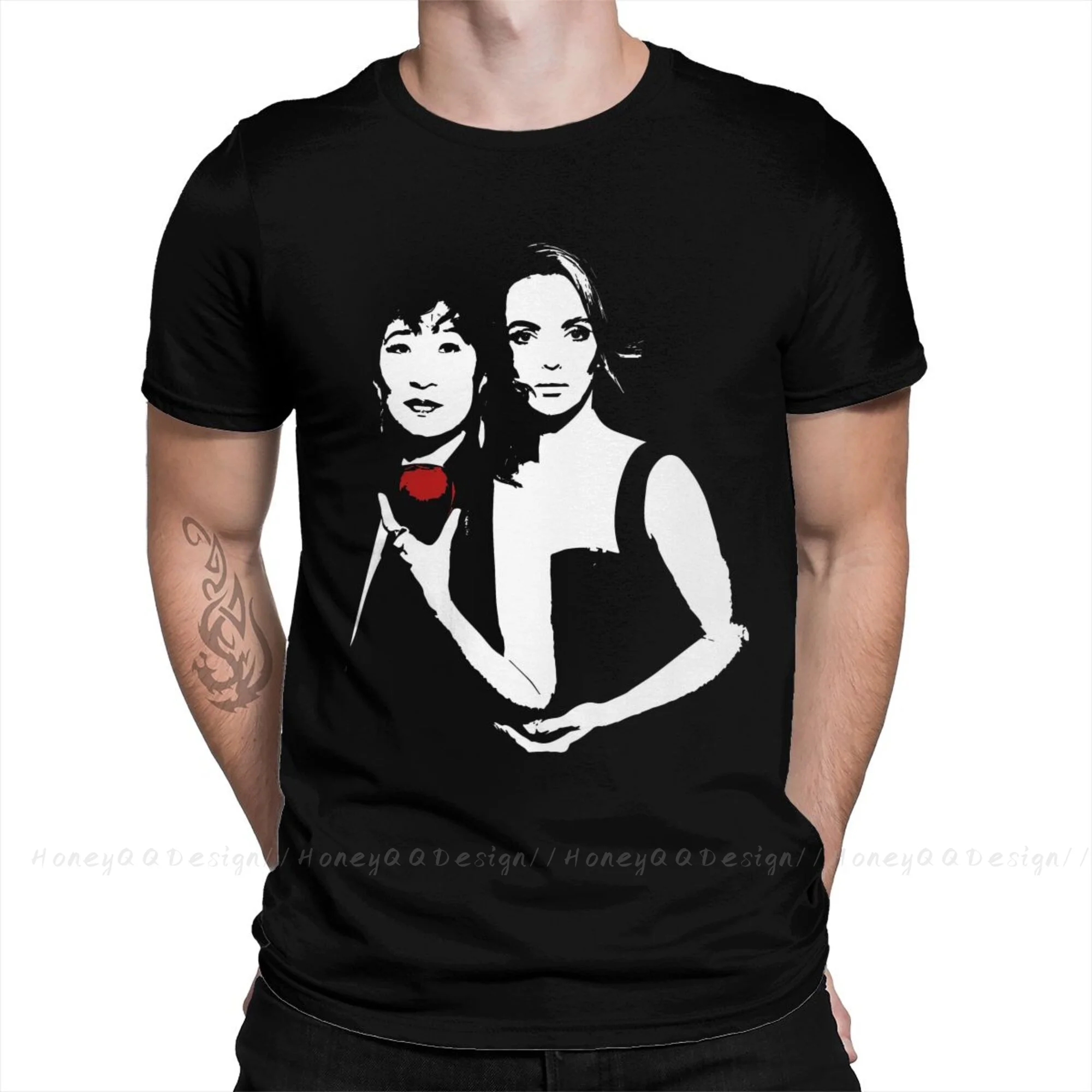 

Killing Eve Villanelle Killer And Apple T-Shirt Men 100% Cotton Short Summer Sleeve Casual Plus Size Shirt Adults