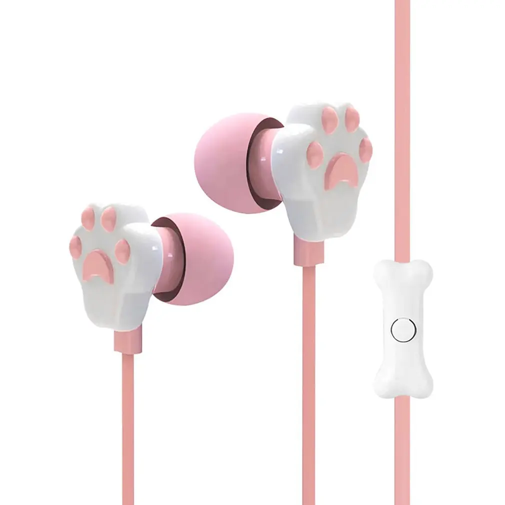 

Cute Cat Paw Earphone For Girls 3.5mm Wired In-ear Headphone With Mic Gaming Stereo Music Earbuds Headset For Samsung For Xiaomi