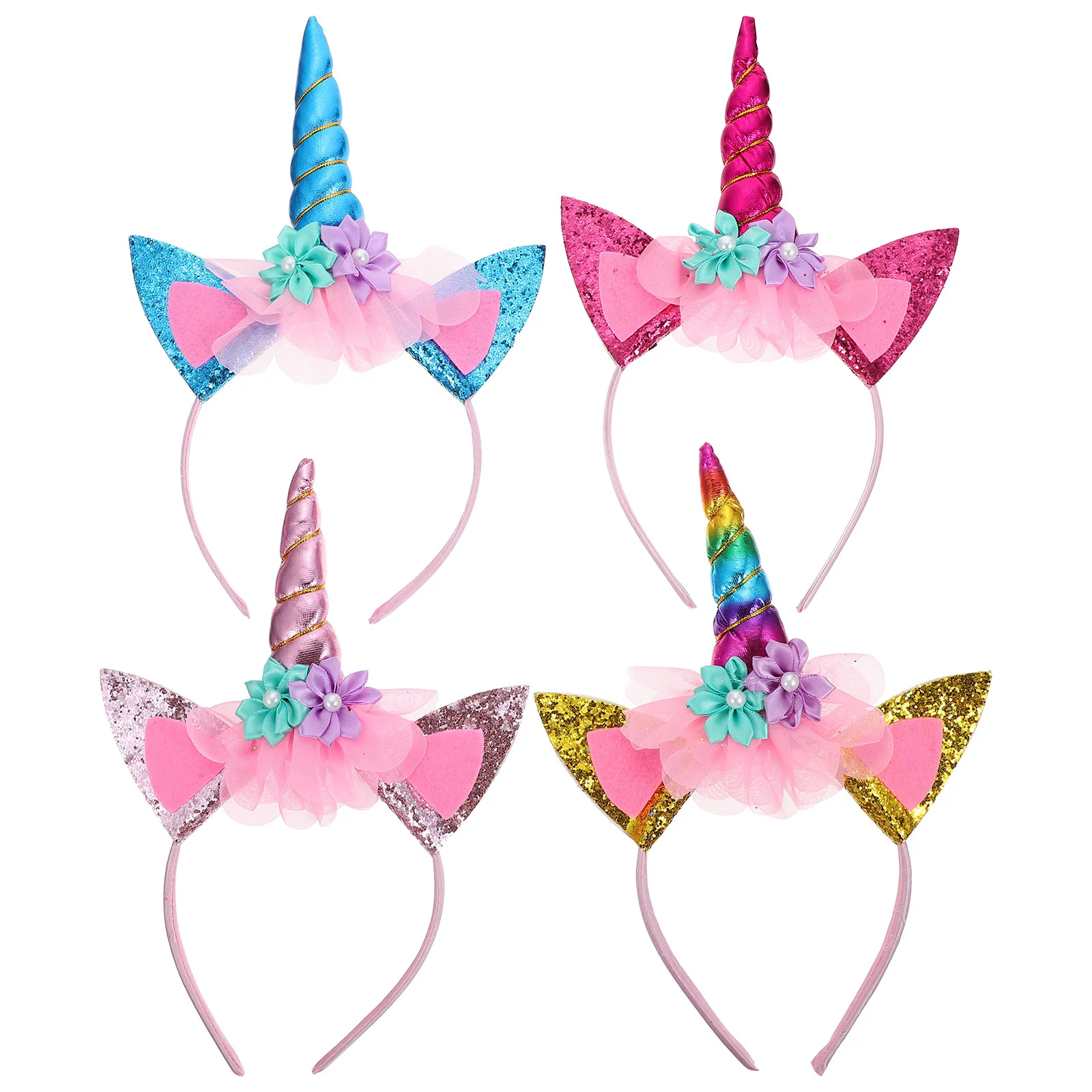 

Головная повязка с единорогом 4 шт., головные уборы для вечеринки, головные уборы для взрослых, косплея, с блестками, мультяшный детский аксессуар для волос, головной убор