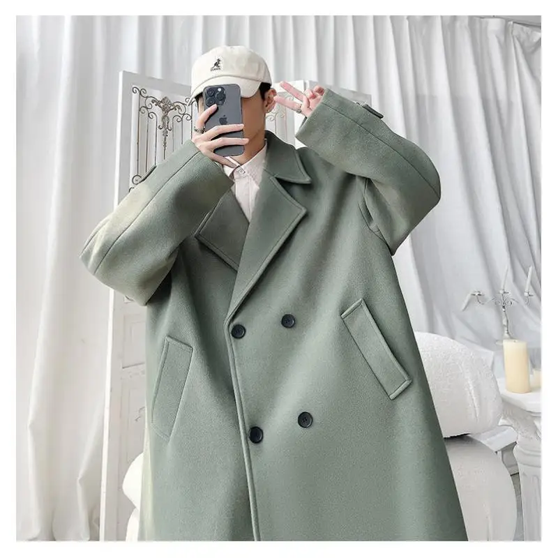 Двубортное длинное зимнее мужское пальто особенно мужские длинные теплые