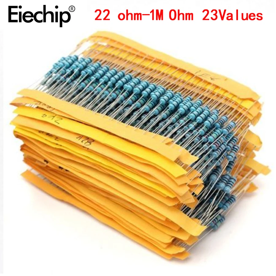 

230pcs/Set (22R-1M) 2W Metal Film Resistors Assortment Kit,23 value set of resistance 1% 22R 51R 100R 1K 62K 82K 100K 120K 150K