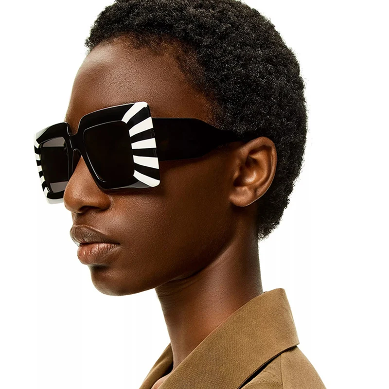 Очки солнцезащитные женские квадратные в полоску брендовые модные роскошные