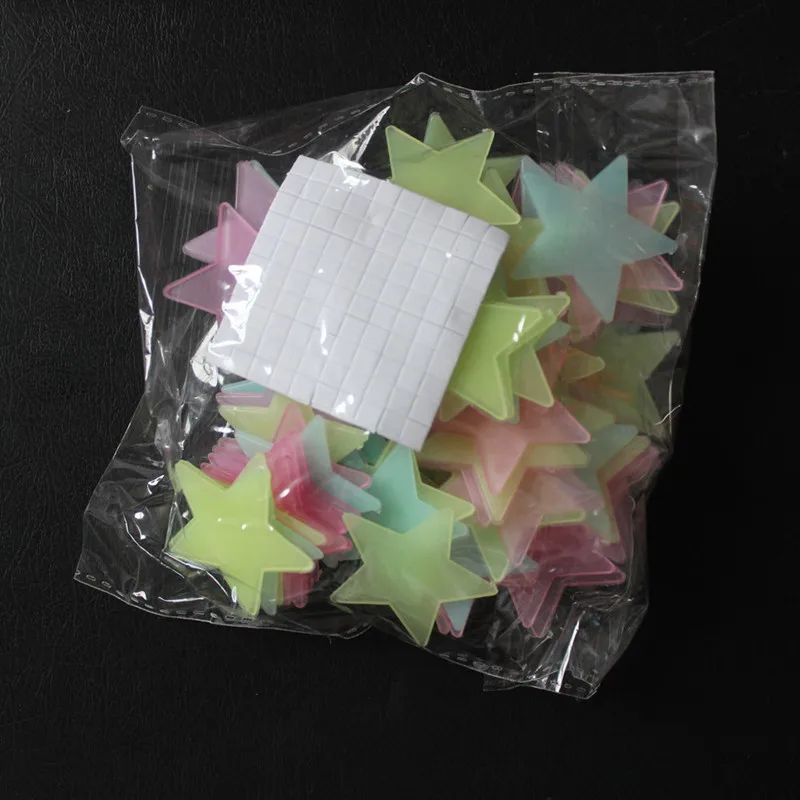 

100Pcs Luminous 3D Stars Glow In The Dark Wall Stickers For Kids Baby Rooms Bedroom Ceiling Home Decor Fluorescent Star Stickers