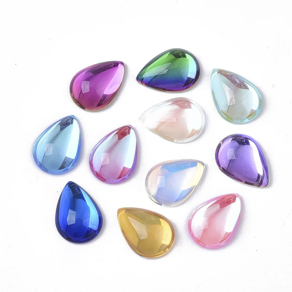 

50pcs/bag Transparent K9 Glass 6x4x3mm Cabochons Flat Back Teardrop Mixed Color For DIY Necklac Jewelry Making Decoration