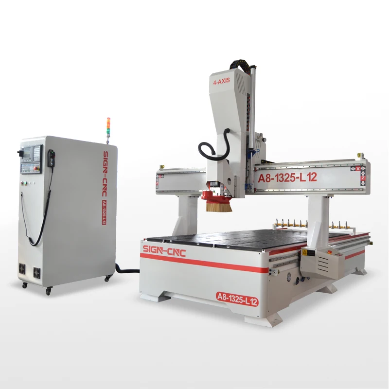 

4*8 FT 4 Axis CNC Wood Milling Machine 1325 Atc CNC Router for Door Cabinet Kitchen linear tools changer