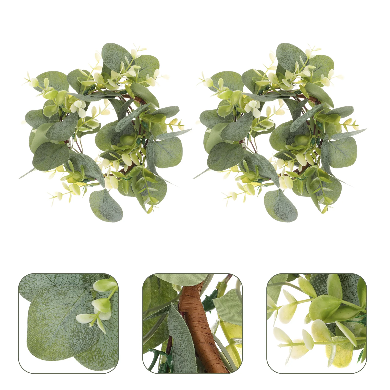 

Wreath Eucalyptus Rings Ring Leaves Wreaths Artificial Mini Pillar Leaf Greenery Wedding Garland Holder Fall Decorative Green